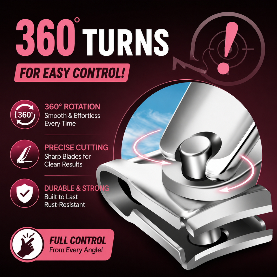360° Rotation Stainless Steel Splash-Proof Nail Clippers
