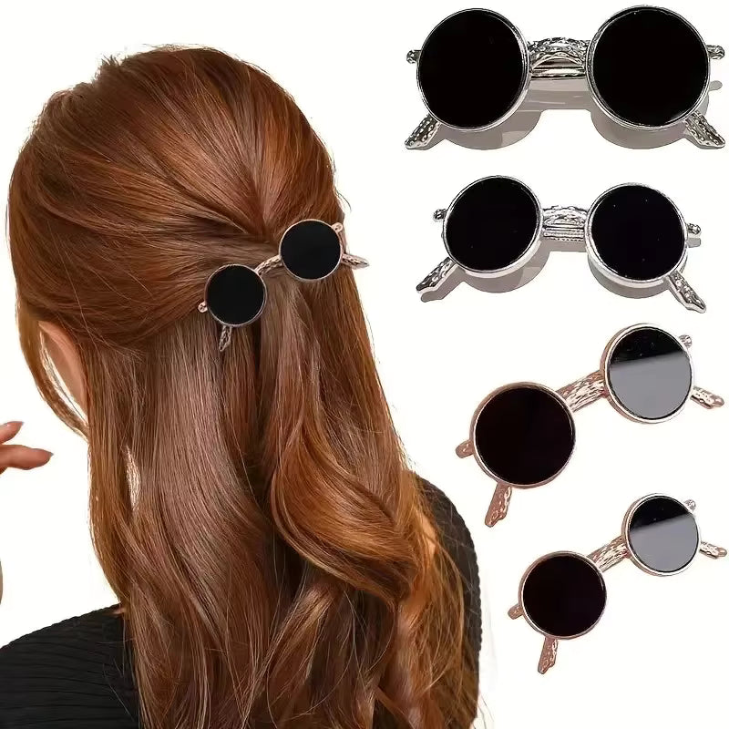 Creative Round Metal Sunglasses Hair Clip For Women