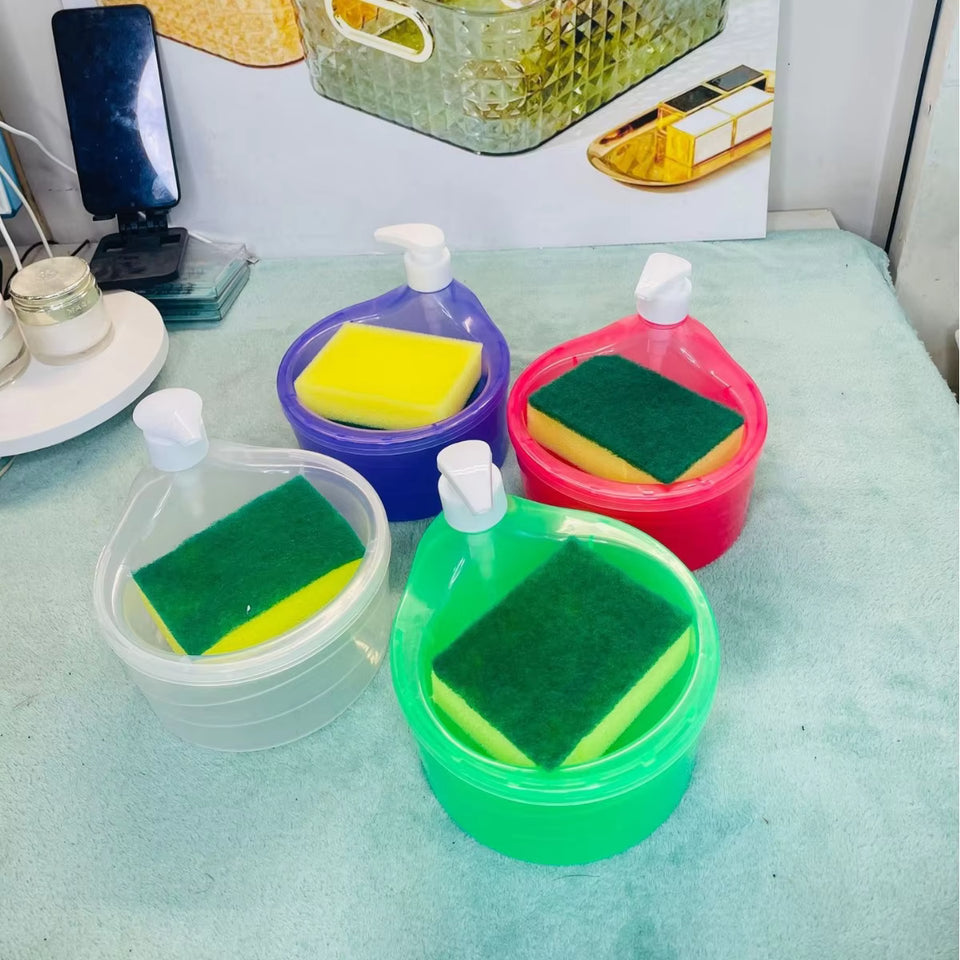 2 in 1 Liquid Soap Dispenser With  Sponge Holder for Kitchen