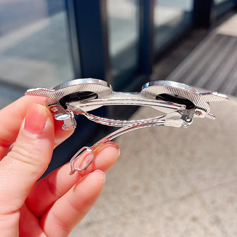 Creative Round Metal Sunglasses Hair Clip For Women