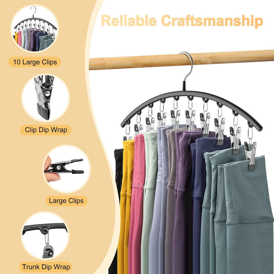 10 Clips Stainless Steel Curved Clothes Drying Hanger