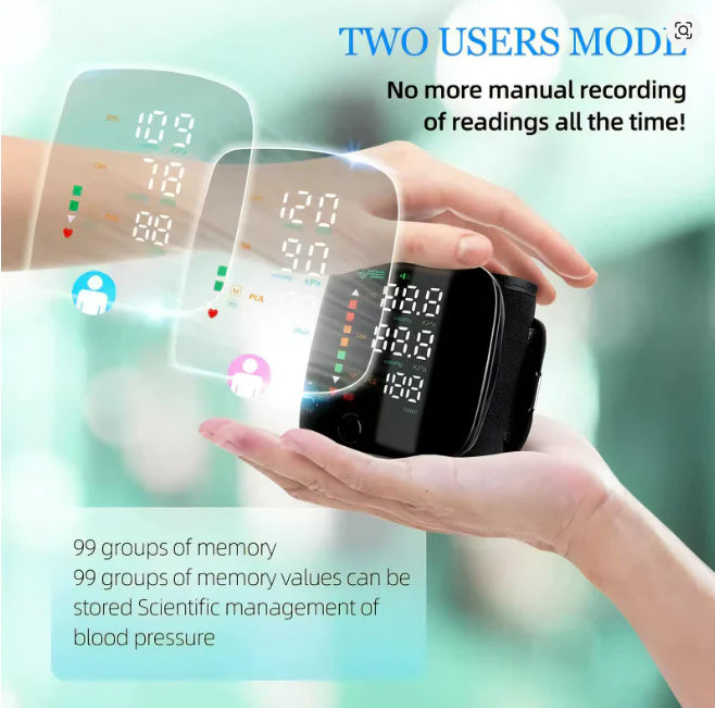 Rechargeable Wrist Blood Pressure And Heart Rate Monitor