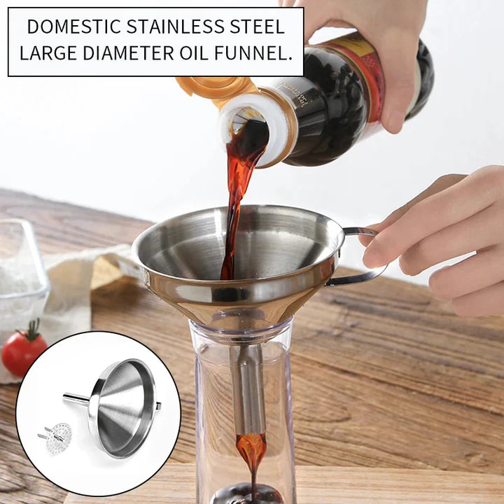 Stainless Steel Oil Funnel With Strainer