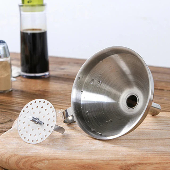 Stainless Steel Oil Funnel With Strainer