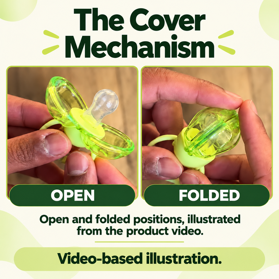 Self-Contained Dust Cover Pacifier for Newborn Babies Made of Safe PP Material