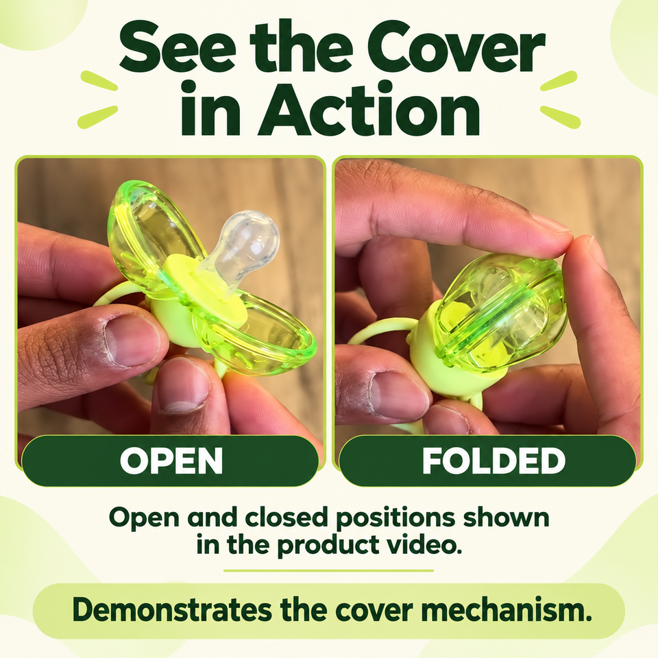 Self-Contained Dust Cover Pacifier for Newborn Babies Made of Safe PP Material