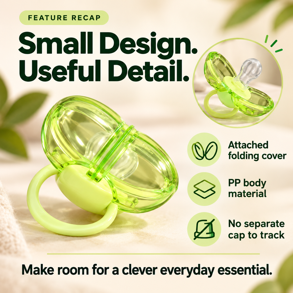 Self-Contained Dust Cover Pacifier for Newborn Babies Made of Safe PP Material